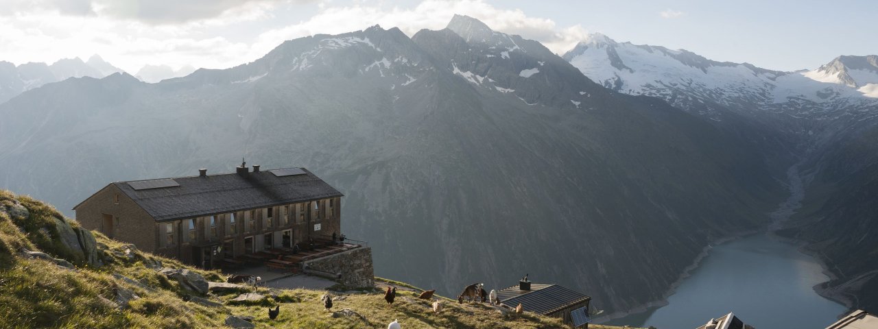 Chata Olpererhütte v Zillertalských Alpách, © Tirol Werbung/Jens Schwarz